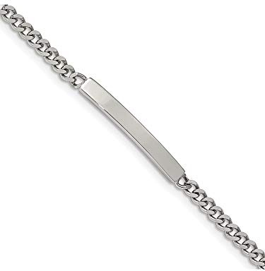 Stainless Steel Polished Flat Curb Chain 8.5In Id Bracelet (Length=8.5) (Width=3.77)