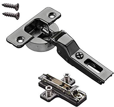 2 x Salice Topfband Serie 700 Titanium inkl. Kreuz-Montageplatte Höhe 3 mm | anthrazit mit Dämpfungssystem im Topf 110° T48 Mittelanschlag mit Exzenterverstellung Möbelscharnier von SOTECH