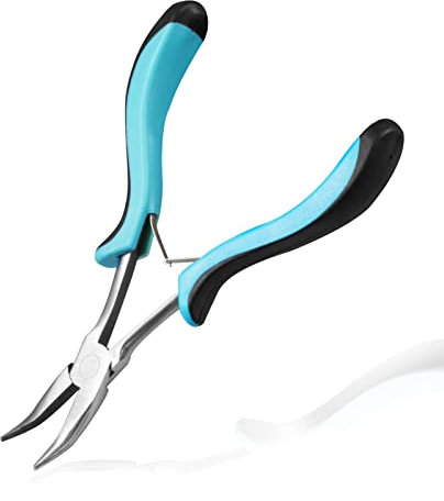 LEONTOOL Long Reach Bent Nose Pliers Mini Bent Chain Nose Pliers Smooth Jaw Jewelry Making Pliers for Crafting and Repair Jewelry Making Supplies Narrow Spaces and Limited Clearance Areas