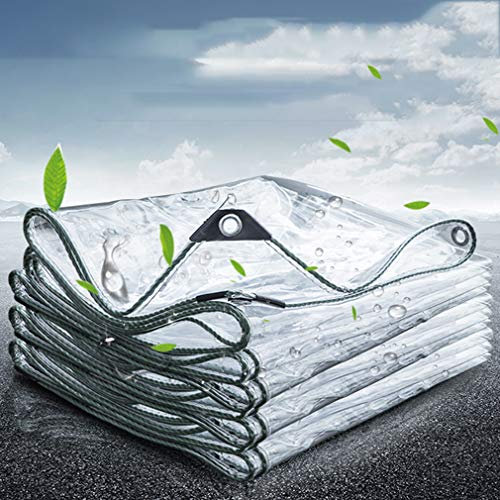 Wasserdicht Transparente Plane,0,35mm Dicke,Stabil Flexibel,Breit für Innen und Außenbereich Meterware,Faltbar PVC-Material Vordächer mit Ösen,Balkon,Vorhang,Sonnenschutz Tarp(1.6x2m/5.2x6.6ft)