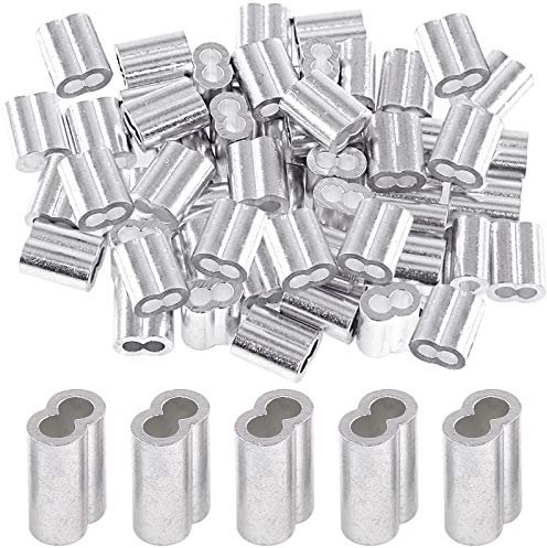 Glarks - Manicotti per funi metalliche, in alluminio, 50 pezzi, 3/16 ''(5 mm) per funi metalliche e estremità del cavo (3/16''-50 pezzi)