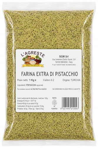 L'AGRESTE - FARINA DI PISTACCHIO CRUDO NATURALE - QUALITA' EXTRA - Confezione da 1 Kg sottovuoto salvafreschezza