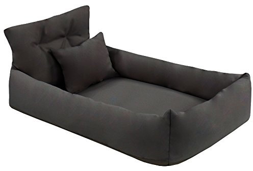 Juelle Orthopädisches Hundebett Kunstleder Hundesofa mit Orthopädischer Matratze für Große Hunde Abnehmbarer Bezug, Maschinenwaschbar, Hugo L-XXL (Grafit), XL - 120x85x20 cm