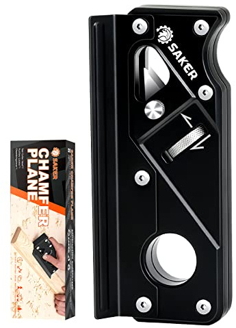 Saker Chamfer Plane-Woodworking Edge Corner Flattening Tool with Auxiliary Locator,Hand Chamfering Planer Suitable for Quick Edge Trimming of Wood (upgrade -1 Cutter Head, Black)