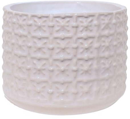 Nordring Retro Übertopf Vintage Pflanztopf für Zimmerplanzen, Sukkulenten Blumentopf Cross S (10 cm ø), weiß, Keramik