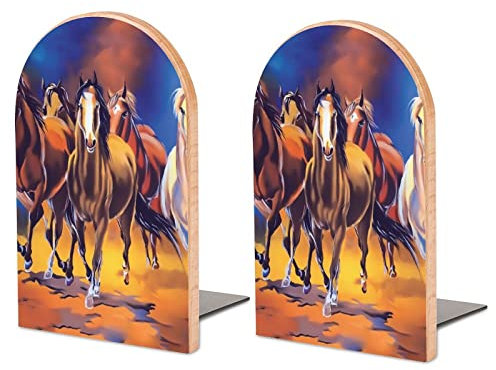 Packung Mit 2 Buchstützen Pferd Rutschfester Bücherständer Aus Holz Bücherregal Bücherhalter Für Home Desk Office Library