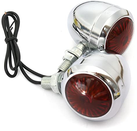 Blinker Motorrad 2/4pcs 12V Retro -Metall -Chrom -Motorrad -Blinker -Indikator Halogen Glühbirnenlampe Vintage Bernstein Universal Motorrad Blinker (Color : 4Pcs)