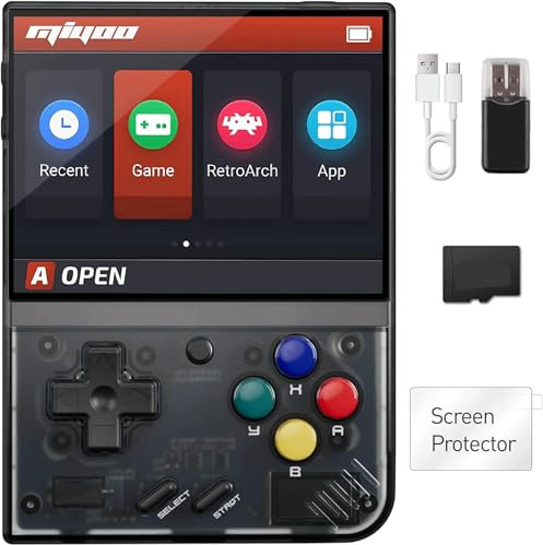 Whatsko Miyoo Mini Plus Console De Jeux Portable,Miyoo Mini+ Console Rétro 64GB avec 20000+ Jeux,3.5 Pouces IPS Screen 3000mAh Supporte Wireless Gamepad Pocket Handheld Game Console(Noir)