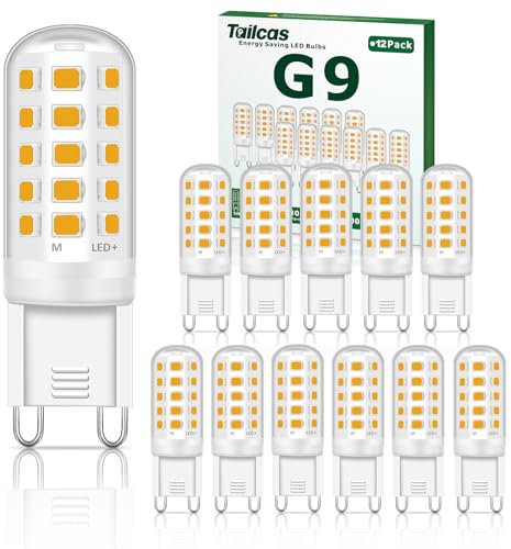 Tailcas G9 Led Lampe, 12er G9 Led Warmweiß 3000K 500LM 5W Ersatz 50W Halogenlampen, AC/DC 220-240V Kein Flackern Nicht Dimmbar