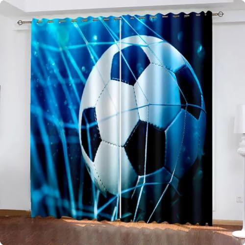 IMASHI Karikatur Fußball Vorhänge Kinder Jungen Vorhänge für Wohnzimmer Schlafzimmer Wohnkultur Vorhänge 140x160cm