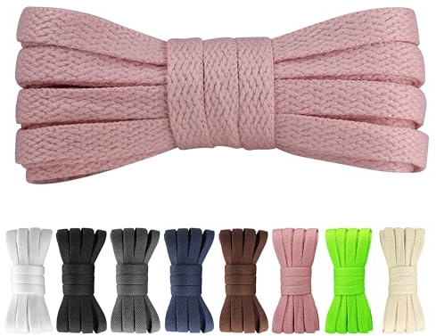 Yusimu Cordones Planos Rosa Claro para Zapatillas Deportivas, 8mm de Ancho, Cómodos y Resistentes, Ideal para Correr o Uso Diario, 140 cm - 3 Pares