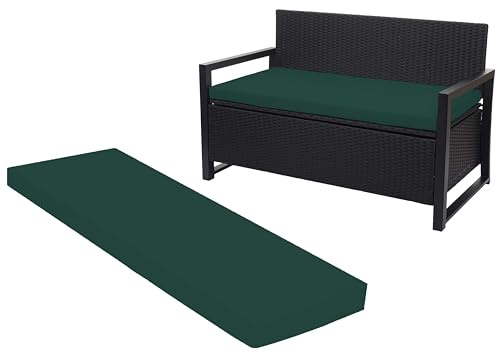Crescent Textile 100% Waterproof Garden Bench Cushion 2/3/4 Seater Outdoor Long Bench Seat Pad for Lawn & Garden, Patio, Office, Coffee Shop with Removable Cover (2 Seater 108cm x 45cm x 5cm, Green)