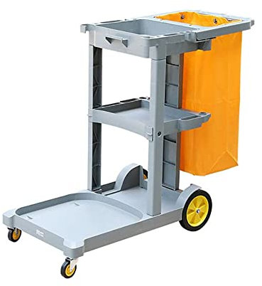 Storage Cart for Housekeeping Hotel Room - Rolling Service Cleaning Utility Cart, Sturdy and Portable Trolley with Plastic Linen Service Cart