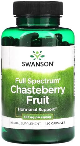 Swanson - Full Spectrum Chasteberry Fruit 400mg | Fruto del Sauzgatillo 400 mg | Apoya el equilibrio hormonal y el bienestar en mujeres - 120 cápsulas