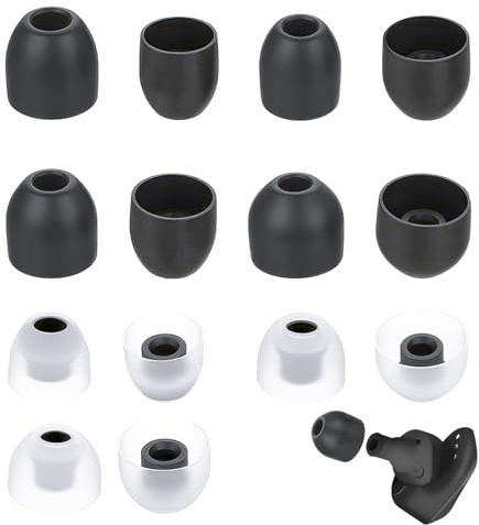 14PCS Auricolari di Ricambio per WF-1000XM3 / WF-1000XM4 / WF-1000XM5, Gommini in Silicone di Alta Qualità in 4 Dimensioni, Eartips di Ricambio Universali per Cuffie In-Ear, Nero & Trasparente