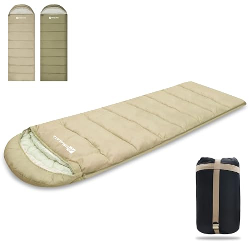 Backpacking Sleeping Bags for Adults, Unzip to Blanket, Waterproof, Lightweight, Camping, Portable Sleeping Bags Outdoor Travel Hiking(4lb-Tan)