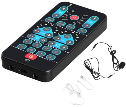 Appareil de changement de voix – Carte son portable en direct avec 8 | effets sonores – Changeur de voix externe, dispositif de changement de son multifonctionnel, masque vocal pour DJ, streaming