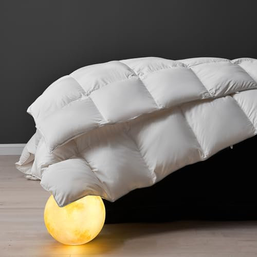 DWR Piuma d'oca e Piumino,Piumino Matrimoniale 240x260,Piumino Estivo Leggera e Calda in 180gr/m²,Morbido e Traspirante, Approvato Oek-Tex e RDS, (Bianco,240x260cm)