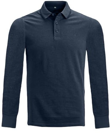 HAGOT Polo Shirts, Plain Work wear Polo Shirt, Mens Polo Shirts, Long Sleeve, Golf Casual Collared Tops, Breathable Moisture Wicking Work Shirts, Dry Fit Lightweight
