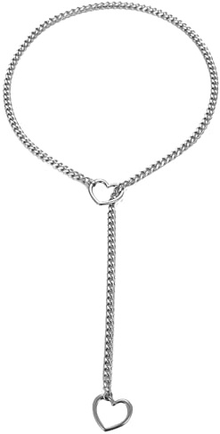 Slip Chain Choker - Ring Necklace, Handmade Lariat Ring Necklace | Love Shackles Necklace, Stainless Steel Adjustable Lariat Y Necklace, Heart Accent Punk Gothic Necklace for Women