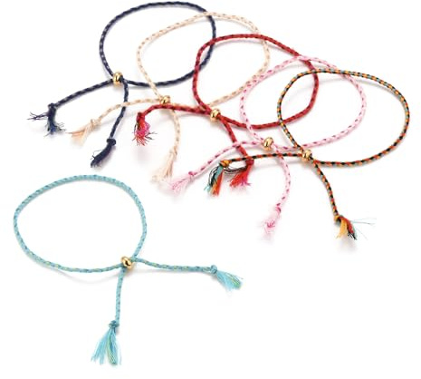 Airssory 30 st slumpmässiga färger bomullsskjutreglage armband göra snören med mässingspärlor justerbart rep för gör-det-själv smycken strängarmband handled vristlänkar dekorationer