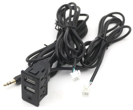 CTAB Convient for Toyota for lecteur multimédia Android VW, montage encastré dans le tableau de bord de voiture, panneau de commutation double USB 4 6 broches, câble d'interface AUX RCA 3,5 mm, adapta