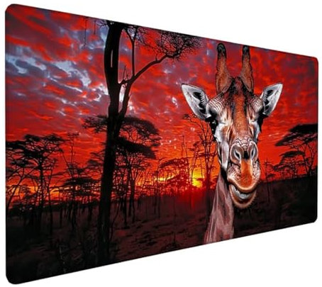 Gaming Mauspad XXL 800x300x3 mm Groß Mousepad Rot Schreibtischunterlage Tier Mouse Pad mit rutschfeste Gummibasis, Vernähte Kanten Design Wasserdicht Mouse Pad für PC Gaming Zubehör, Geschenk Z-876