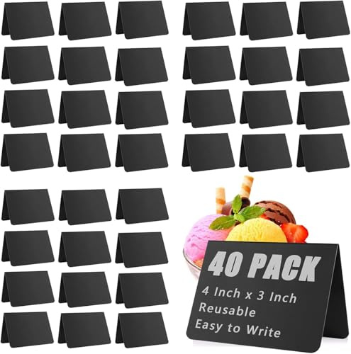 Abaigeal 40 PCS Mini Chalkboard Signs 10 x 7.5 cm Food Labels for Buffet Mini Blackboard Signs for Wedding Party Buffet Birthdays Bakery