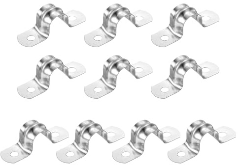 QUARKZMAN 32 Stück starre Rohrschellen, 12mm(0,47) 201 Edelstahl 2-Loch U-förmige Halterung Rohrhalter Rohrschellen zur Befestigung von Rohrleitungskabeln