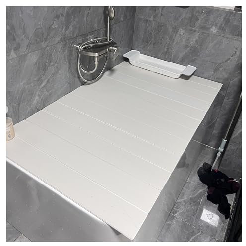 JIAYING Plegable Cubierta De Bañera Cubierta Aislamiento Tablero De Polvo, Bandejas para Bañera Estante Baño para Libros Teléfono Tableta, 0,6cm Espesor(80x116x0.6cm)