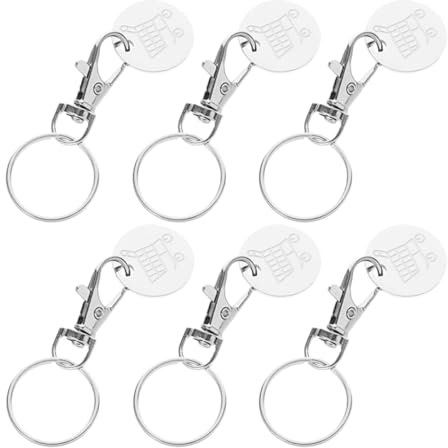 HOMSFOU 6pcs Trolley Token Key Ring Metal Pendant Shopping Cart Coin Keychain Decoration for Small Trolley Remover