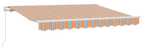 vidaXL Toldo Manual 2.5 x 2m en Azul y Naranja, Resistente al Agua y a los Rayos UV. Tiene Estructura de Aluminio y Brazo Ajustable. Solo para Uso Exterior. Acabado Pintado y Viene con Kit de montaj