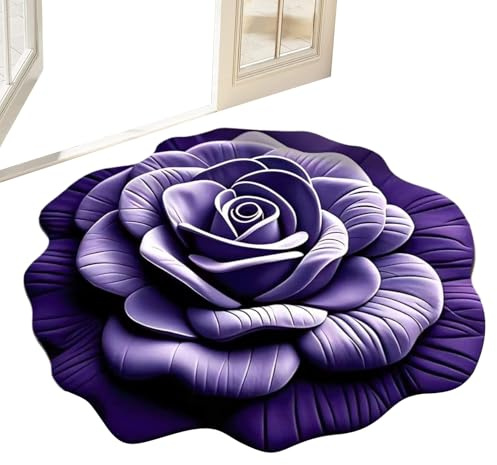 Mppchhn Tapetes de baño Antideslizantes para baño, tapete de Ducha Antideslizante Floral 3D, Almohadilla de Multiusos para Inodoro, Sala de Estar, Dormitorio, Cocina