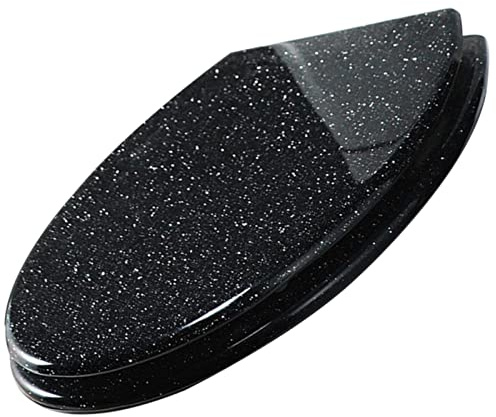 Heavy Duty Black Glitter Toilet Seat - Soft Close Quick Release Oval Design Top/Bottom Fixing Eco-Friendly Resin Material for Comfort