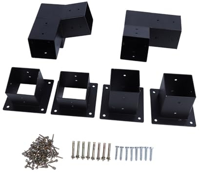 SIXRUN Kit de Support de Montage Pergola à 15 Voies pour Poteaux Bois à Bois 4x4 Pouces, Support Poteau Gaze en Métal