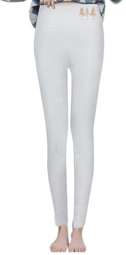 Termoleggings dam fodrade – vinterleggings dam långa termo fleece leggings plysch termobyxor varma sportleggings termo vinterbyxor hög midja termostrumpbyxor ogenomskinliga termoleggings, Vit, L