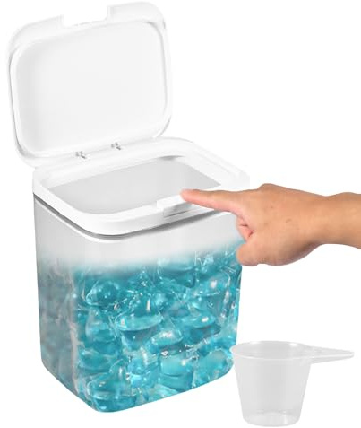 5.5L Waschmittel Aufbewahrung mit Automatischer Pop-Up-Deckel, Waschmittel Pods Aufbewahrung mit Messbecher Luftdichtem Deckel Wasserdicht Geruchsabweisend Waschpulver Box für Waschküche (5.5L)
