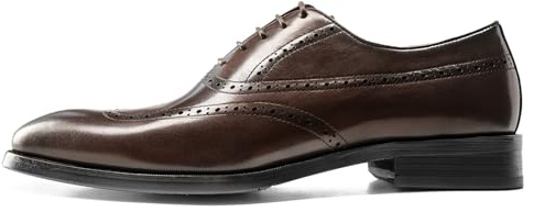 WinDhana Men’s Dress Shoes – Wingtip Leather Oxfords with Semi-Brogue Detailing, Handcrafted Gentleman Shoes, Elegant Men’s Oxfords for Weddings & Formal Events 193-810 Brown US 6.5