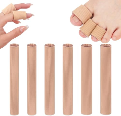 YUVKIN 6 Pezzi Protezione Dita in Silicone, Tagliabile, Cuscinetto Tubolare, Cappucci per Dita e Fasciatura Gel Protezione da Pressione, Calli, Vesciche, Duroni, Mani e Piedi, Donna e Uomo (3 Misure)