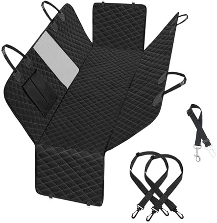 Joy & Friends – Premium Dog Car Seat Cover – Hammock Style Back Seat Protector – Waterproof, Mesh Window, Non-Slip, Scratch-Proof, Machine Washable, Universal Fit for Cars, SUVs & Trucks