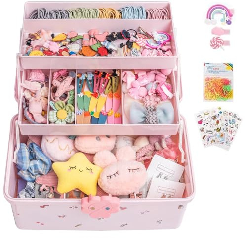 Generico Organizador para el cabello - Caja de almacenamiento de 3 capas, funda impermeable, diseño, joyero, contenedor cosmético compacto para niños | Solución de