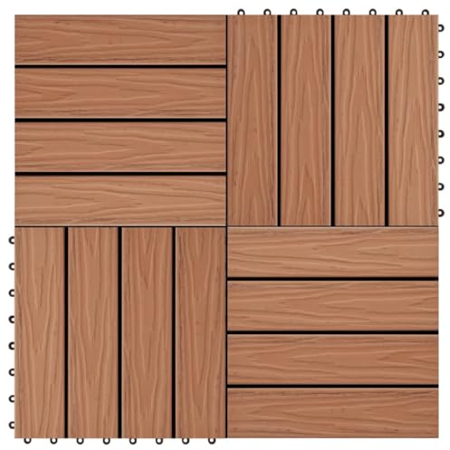 INLIFE Carreau de terrasse en Relief 11 pcs WPC 30 x 30 cm 1 m² Marron