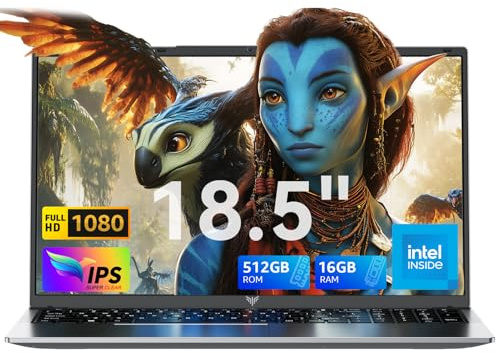Tivique 18,5 PC Portable, FHD Ordinateur Portable Processeur Quad-Core 13ème N150 Jusqu'à 3,60GHz, 16GB RAM + 512GB SSD M.2, Wi-FI Dual-Band, BT 5.2, USB 3.2, HDMI, Type-C, Batterie Longue 8000mAh