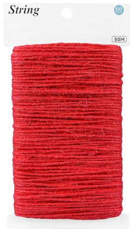 KINGLAKE 50m Red Jute String, 2mm Hemp Thin Rope String for Gift Wrapping, Crafts, Christmas Decorations, Valentine's Day Presents