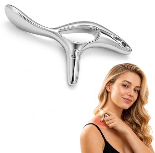 Knwfeo Masajeador de acero inoxidable para el hogar, oficina y viaje, herramienta corporal manual para cuello, espalda y piernas, dispositivo ergonómico Gua Sha para aliviar la fascia y promover la