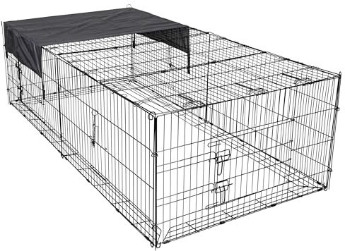 Kerbl Pet Freilaufgehege Nala mit Ausbruchsperre, 200 x 100 x 60 cm, Metall verzinkt, 3,2cm, mit Abdeckung, Freilaufgehege, Freilauf, Auslauf, Kaninchen, Hasen | 200 × 100 × 60 cm, verzinktes Metall, Gitterabstand 3,2 cm, mit Abdeckung und integrierter Ausbruchsperre