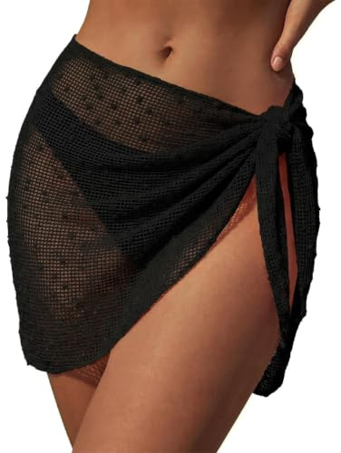 JYIXXZX Pareo Femme Plage, Wrap de Plage, Jupe de Plage Courte, Cache-Maillots et Sarongs en Crochet, Couverture de Bikini Jupes Wrap, Robe de Plage, Beachwear Maillot De Bain Cover Up
