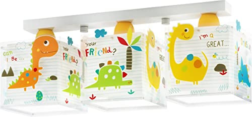 Dalber Lampe mit 3 Lichtern,Dinomotiv,mehrfarbig., 50 x 14 x 20.5 cm | Deckenlampe; 3 Lichter; Kinderzimmer; E-27 - 3 x 15W