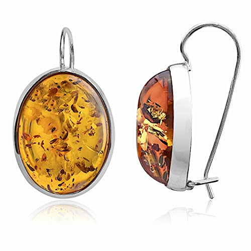 Ian and Valeri Co. Amber Sterling Silver 925 Oval Large Earrings