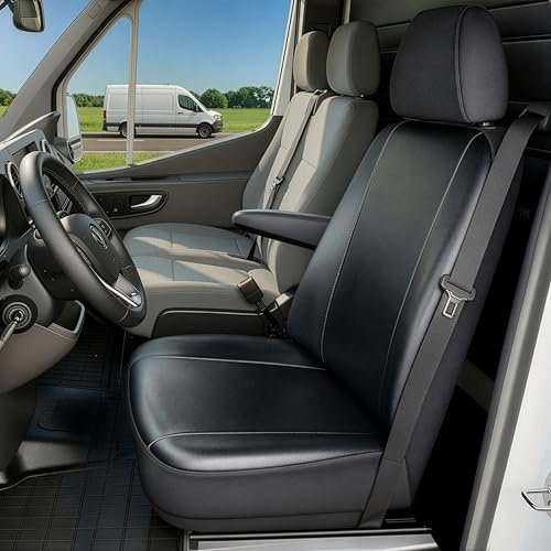 Walser Transporter Sitzbezüge Auto für Ford Transit, 1 Einzelsitz vorne (Aussparung Armlehne rechts), Sitzbezüge aus Kunstleder, Sitzschoner, Sitzauflagen Set für Van